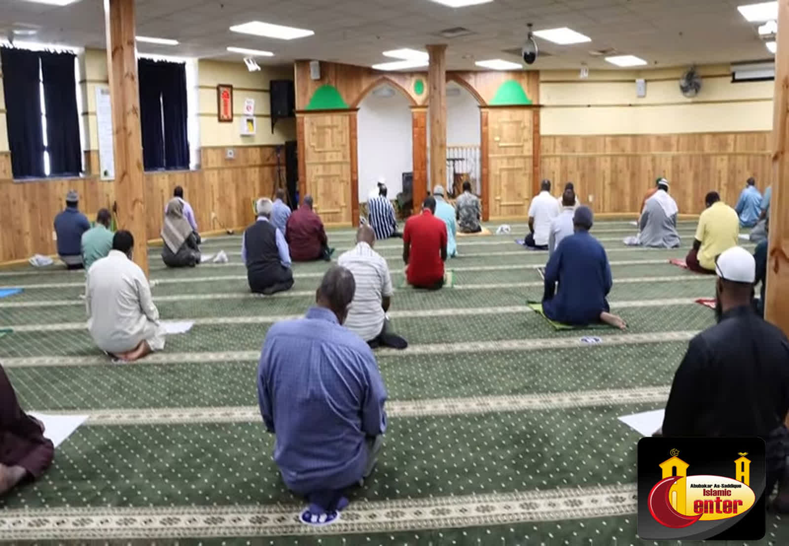 Abubakar As-Saddique Islamic Center congregants seated in the prayer hall