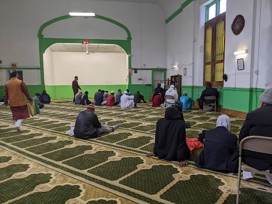 Community prayer gathering inside Al-Aqsa Islamic Society in Philadelphia