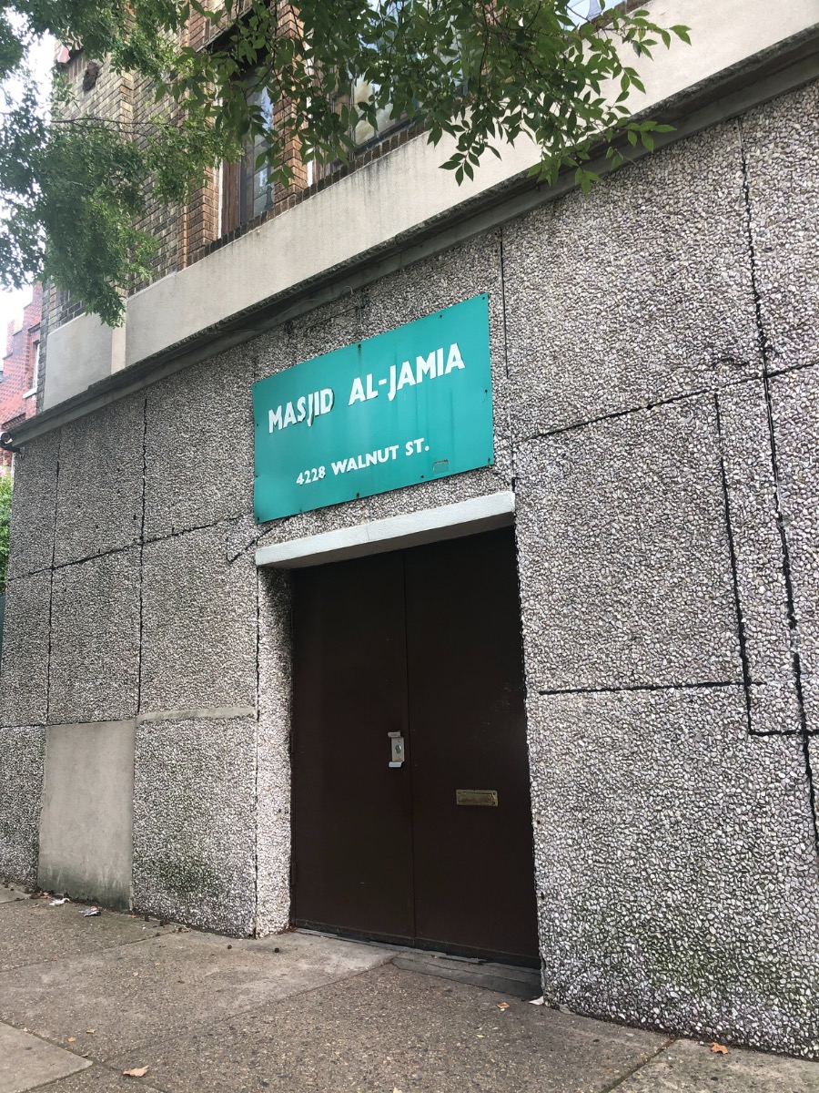 Masjid Al-Jamia entrance at 4228 Walnut Street in Philadelphia