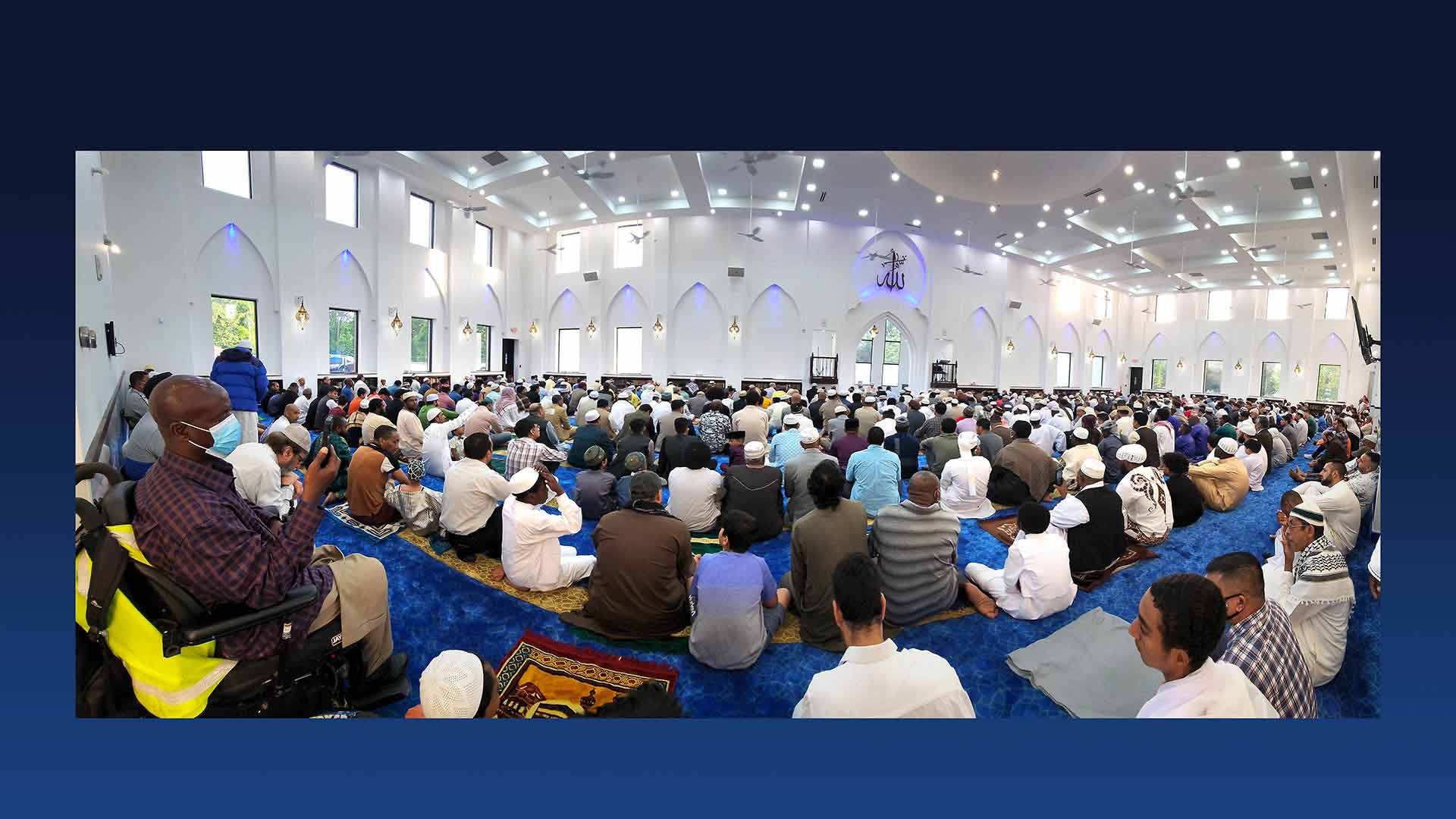 Congregation gathered for prayer inside Masjid Al-Momineen in Clarkston, Georgia
