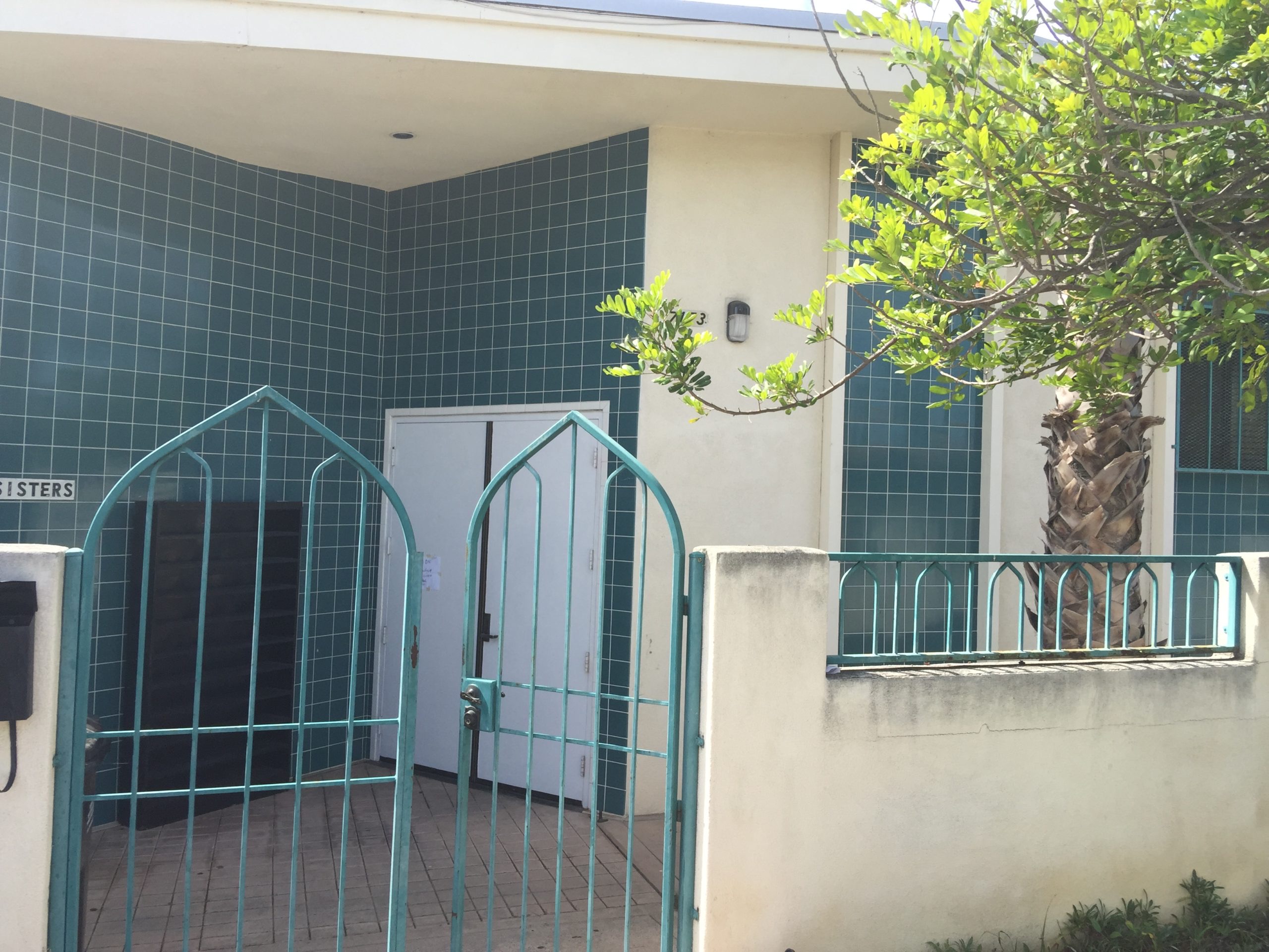 Entrance gate and doorway at Al-Ribat Mosque in San Diego