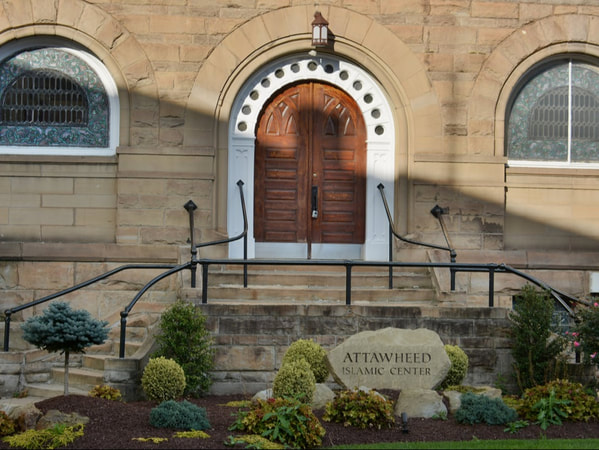 Attawheed Islamic Center entrance and sign in Carnegie Pennsylvania