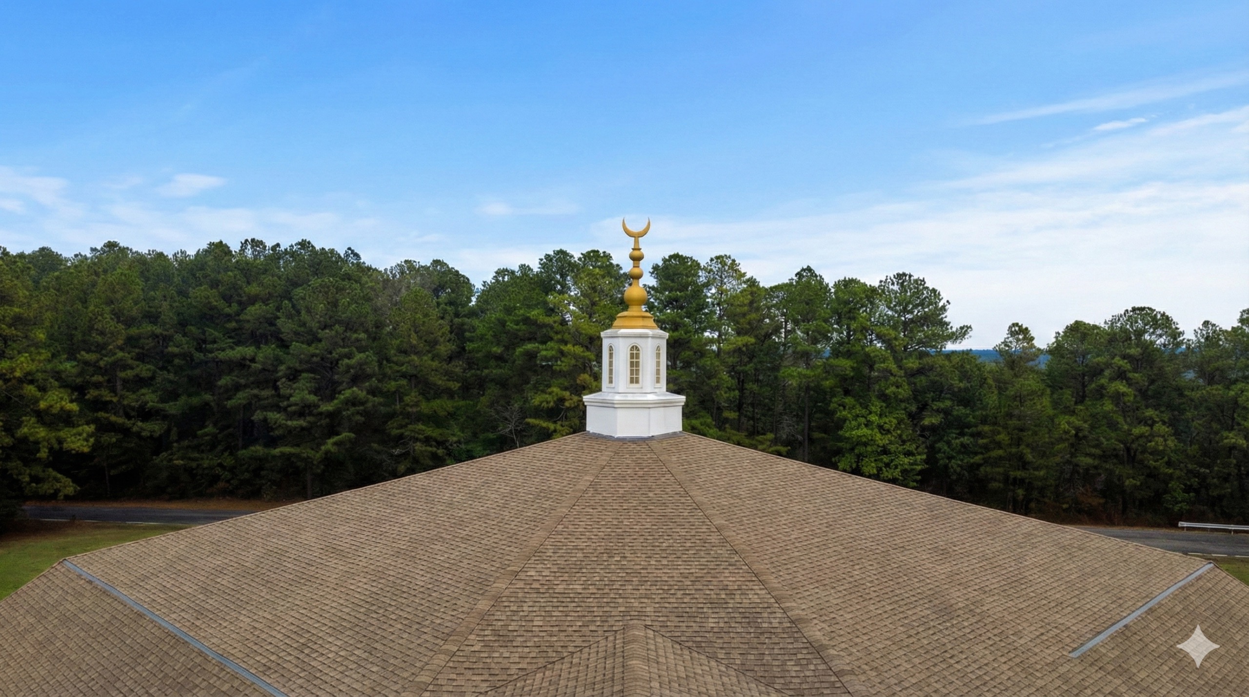 Hoover Crescent Islamic Center roof and crescent finial at the Birmingham Islamic Society campus
