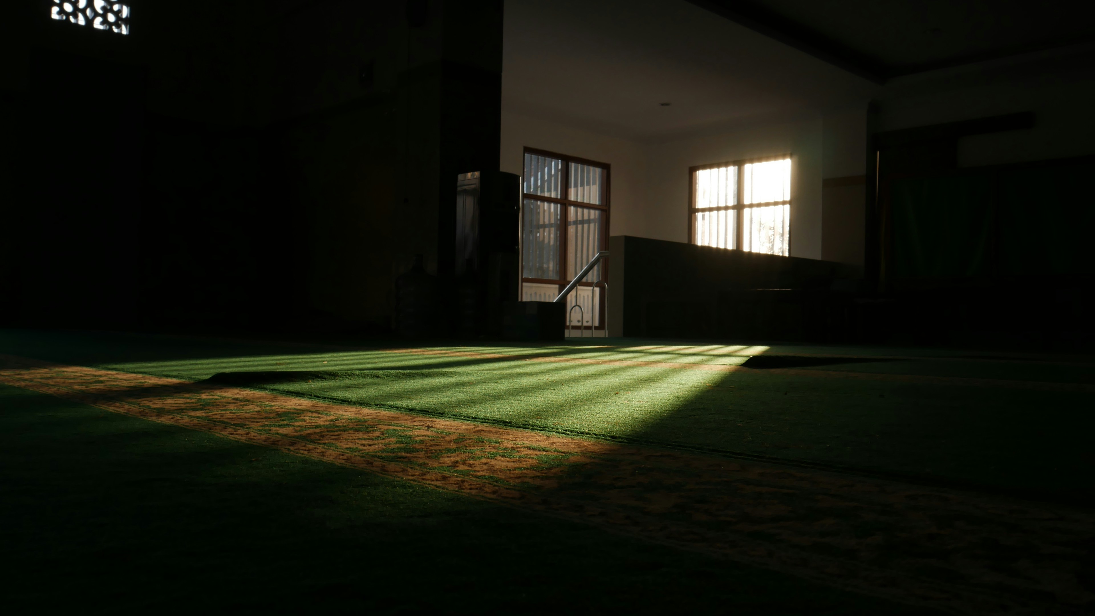 Prayer space inside Hillside Islamic Center in New Hyde Park, NY