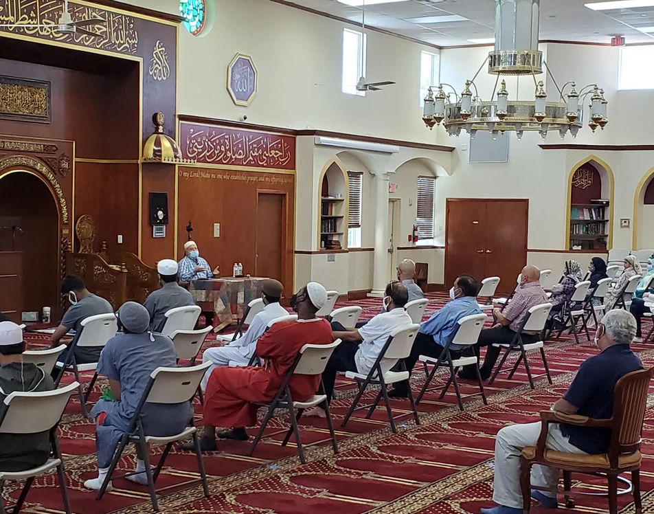 Islamic Center of Greater Miami community gathering in the prayer hall