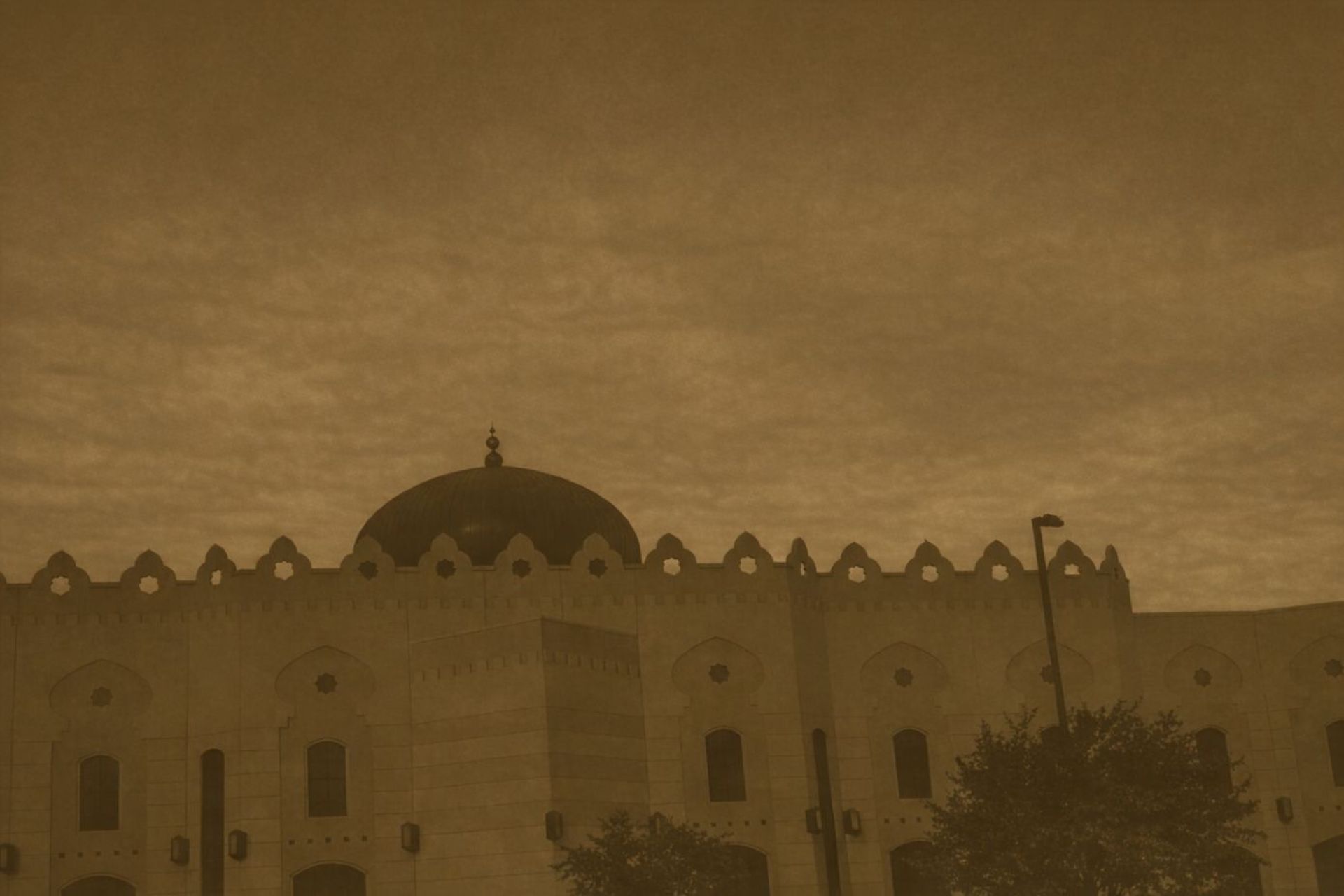 Islamic Center of Irving exterior dome in warm evening light