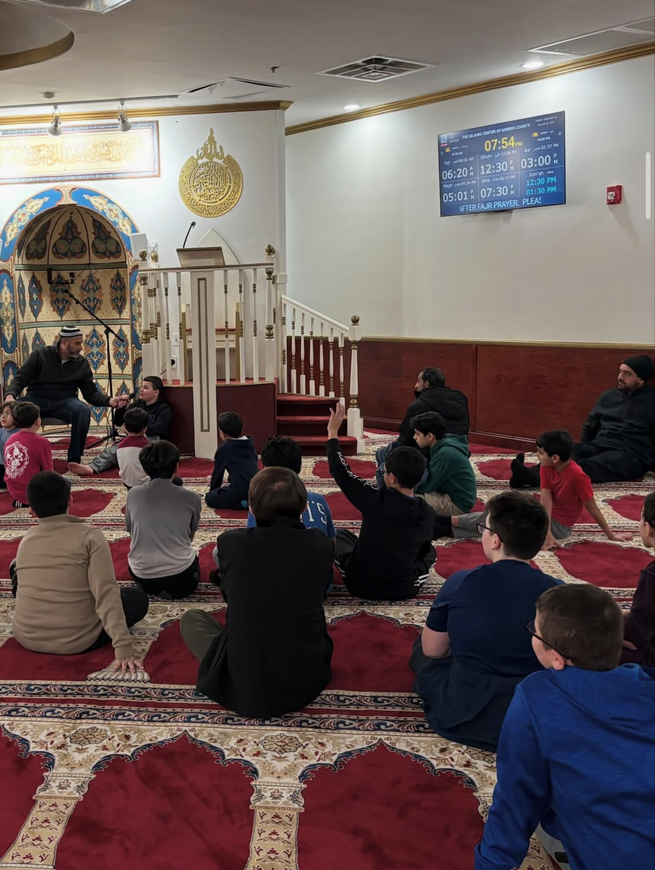 Islamic Center of Morris County prayer hall program photo from the official ICMC site