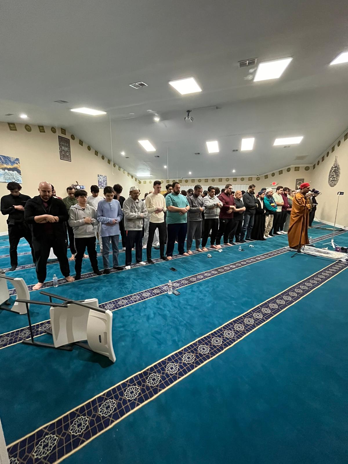 Congregational prayer inside Islamic Center of Rowlett