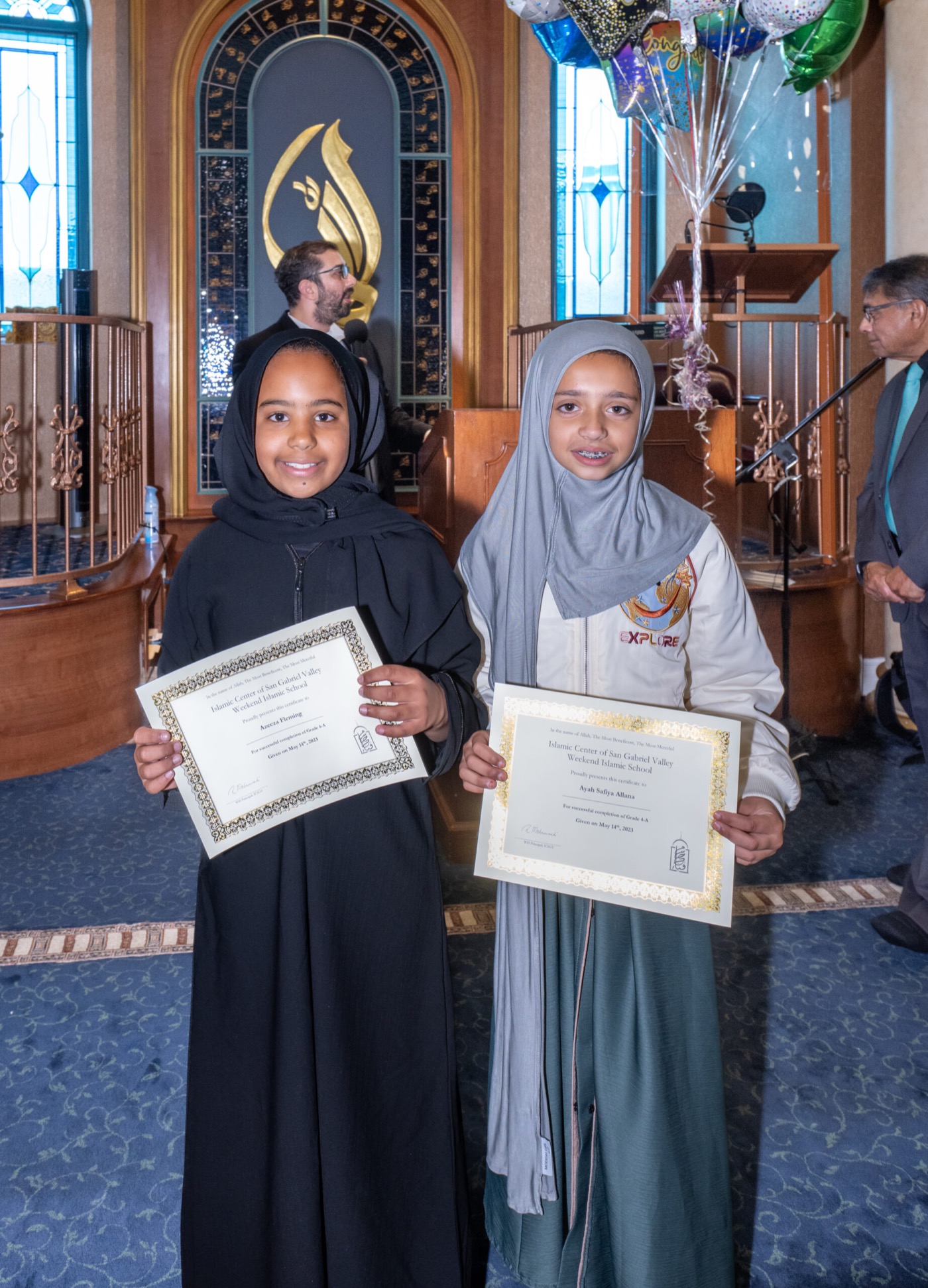 ICSGV Weekend Islamic School students at a graduation program in the prayer hall