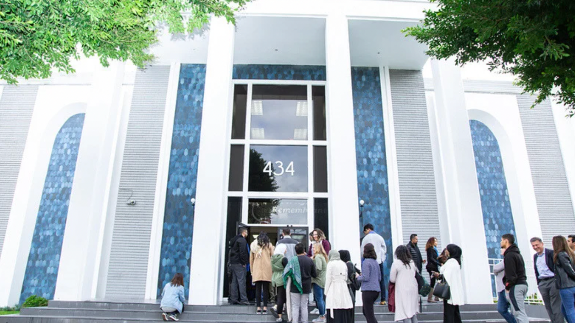 Islamic Center of Southern California exterior entrance on Vermont Avenue in Los Angeles, CA