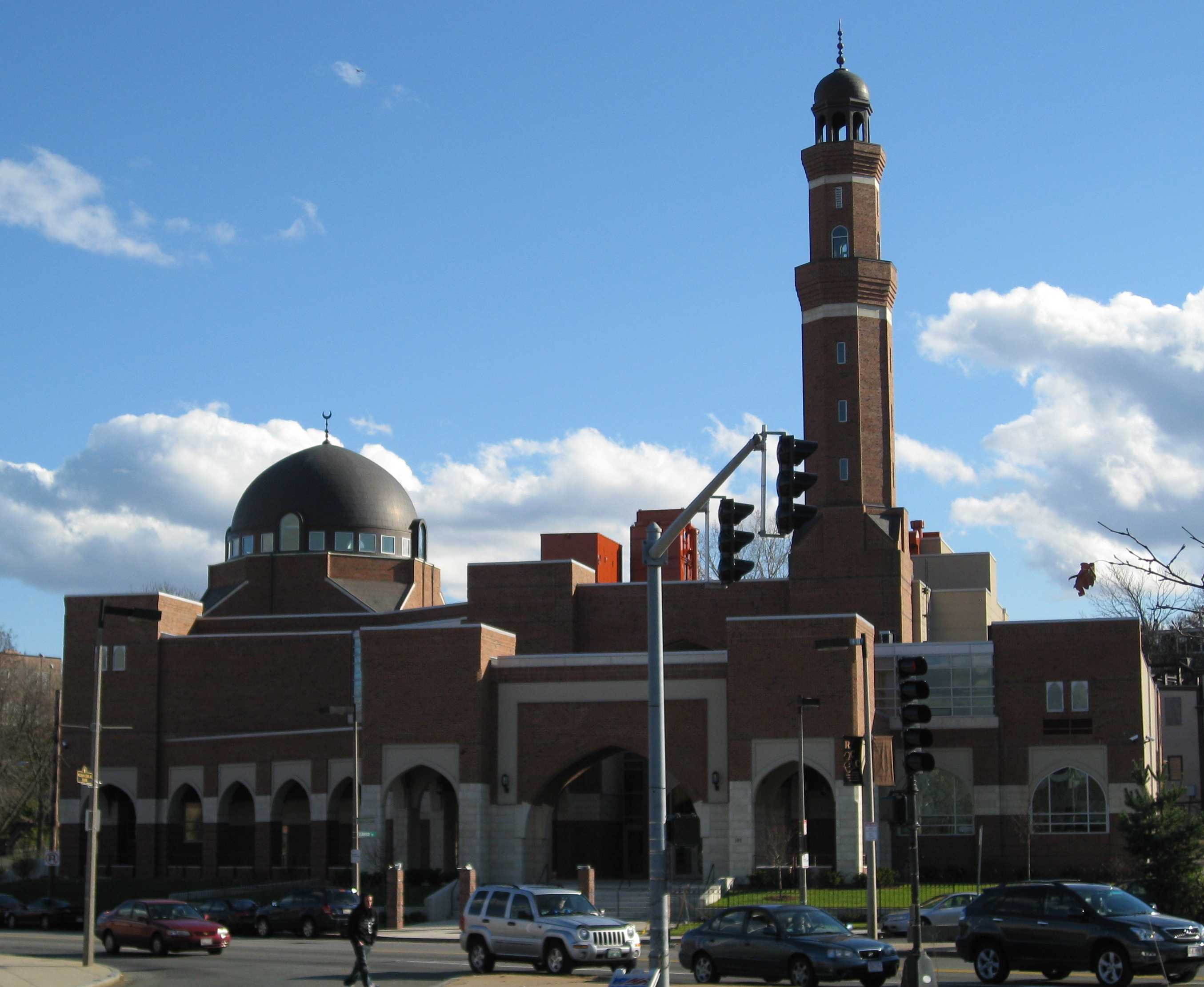 Islamic Society of Boston Cultural Center exterior minaret and dome in Roxbury
