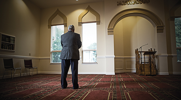 Islamic Society of Greater Valley Forge prayer hall and mihrab interior