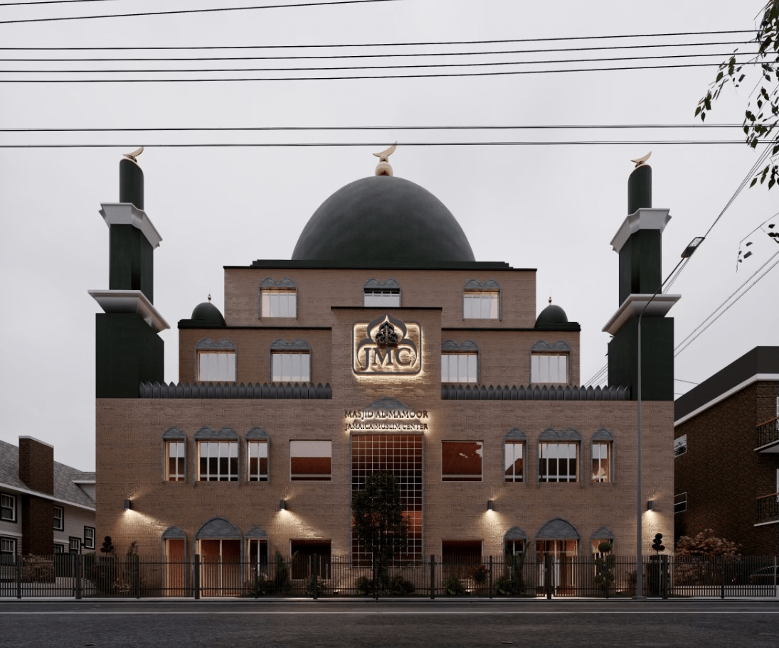 Jamaica Muslim Center Masjid Al-Mamoor front exterior rendering