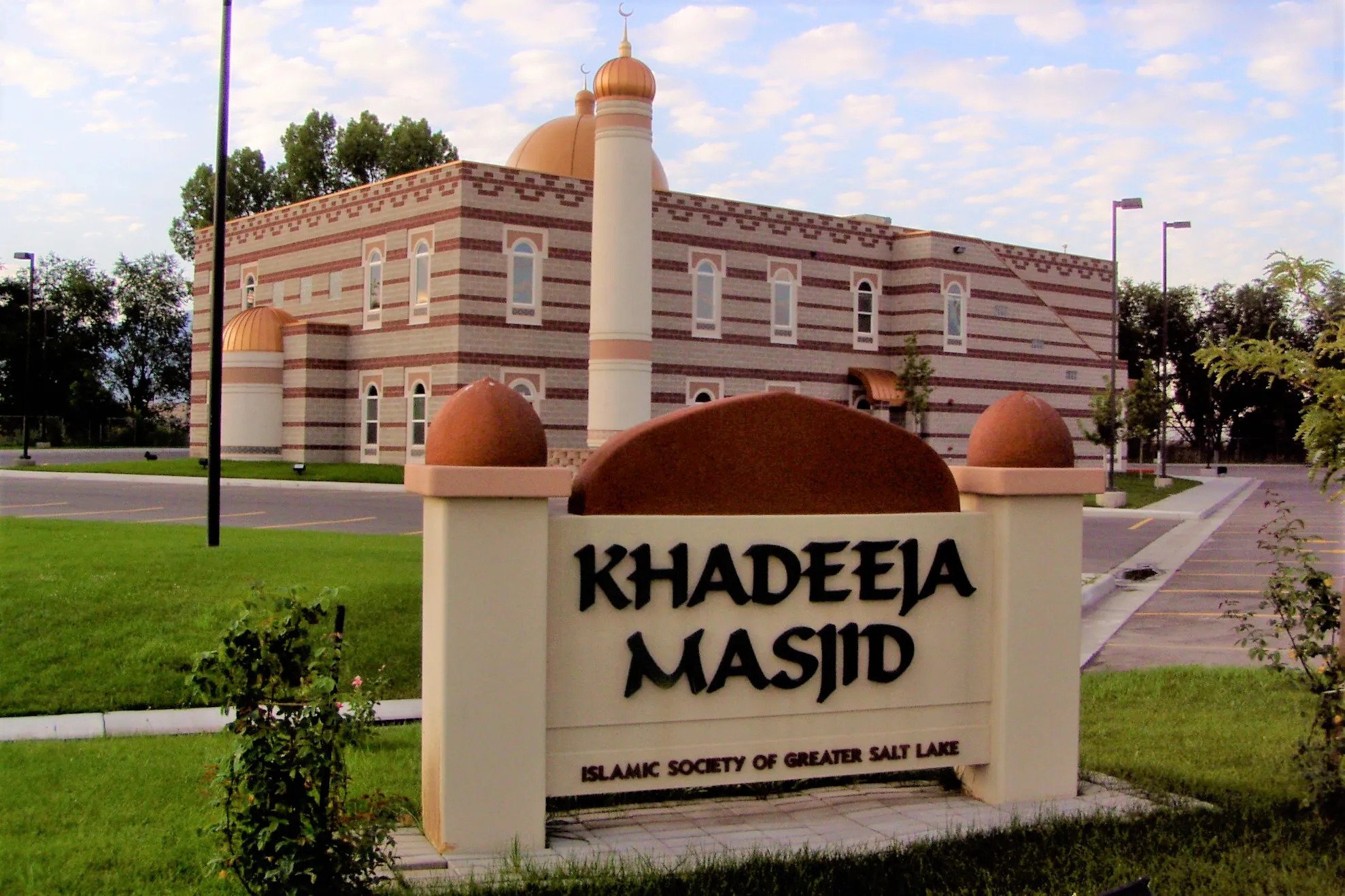 Khadeeja Masjid exterior sign and mosque building in West Valley City
