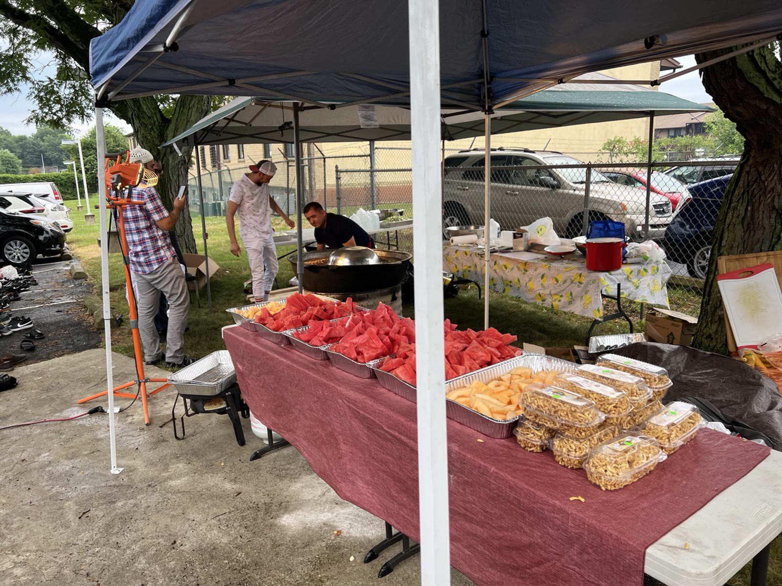 Masjid Al-Bukhari community lunch setup outside the masjid
