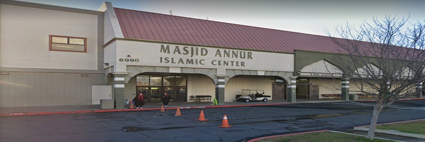 Exterior storefront of Masjid Annur Islamic Center in Sacramento