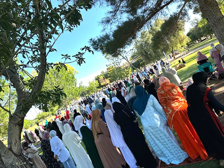 Outdoor prayer gathering connected with Masjid As-Sabur in Las Vegas
