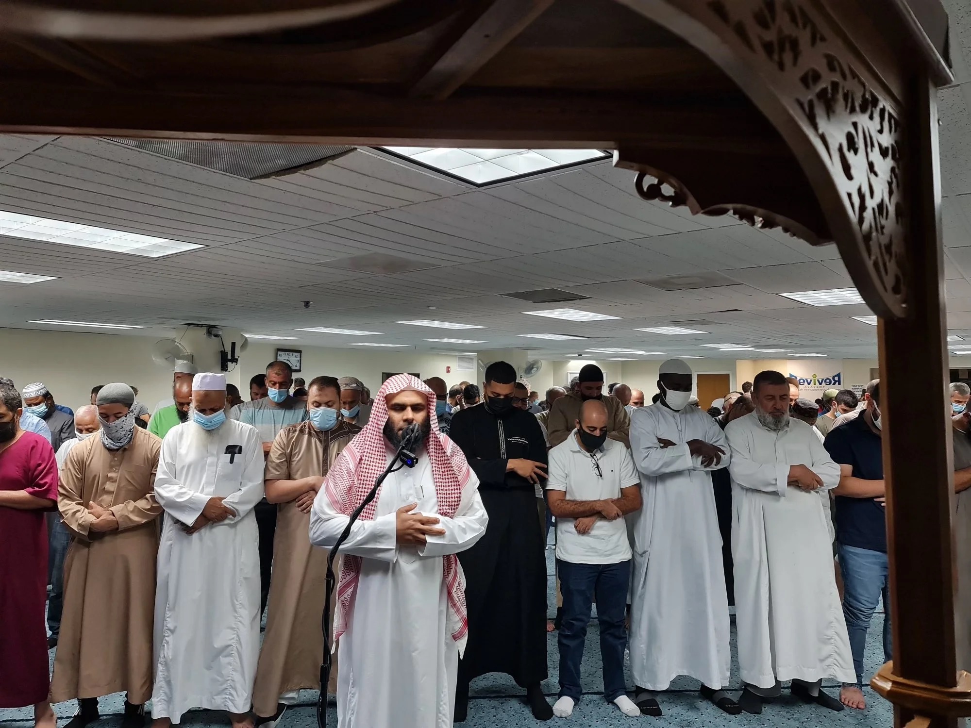 Congregational prayer inside Masjid As-Sunnah An-Nabawiyyah in Miami