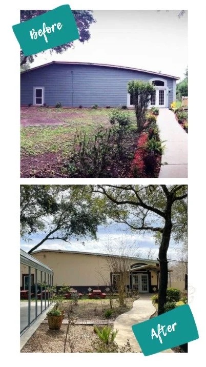 Masjid Istiqlal Houston ladies entrance and outdoor dining area from the official construction page