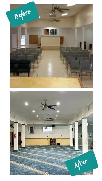Masjid Istiqlal Houston prayer hall interior from the official construction page