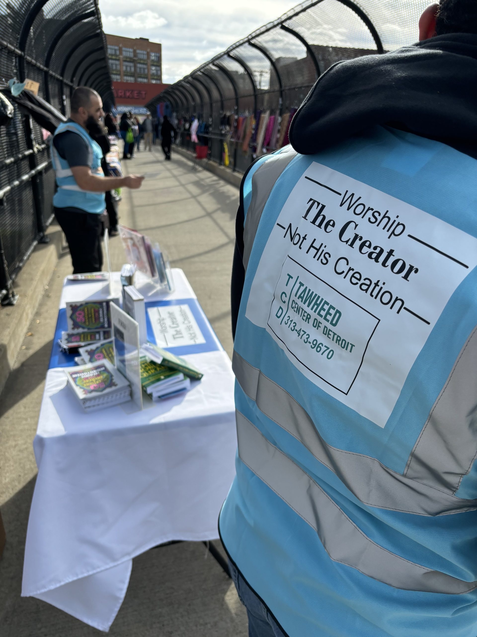 Tawheed Center of Detroit Dawah outreach table with volunteers