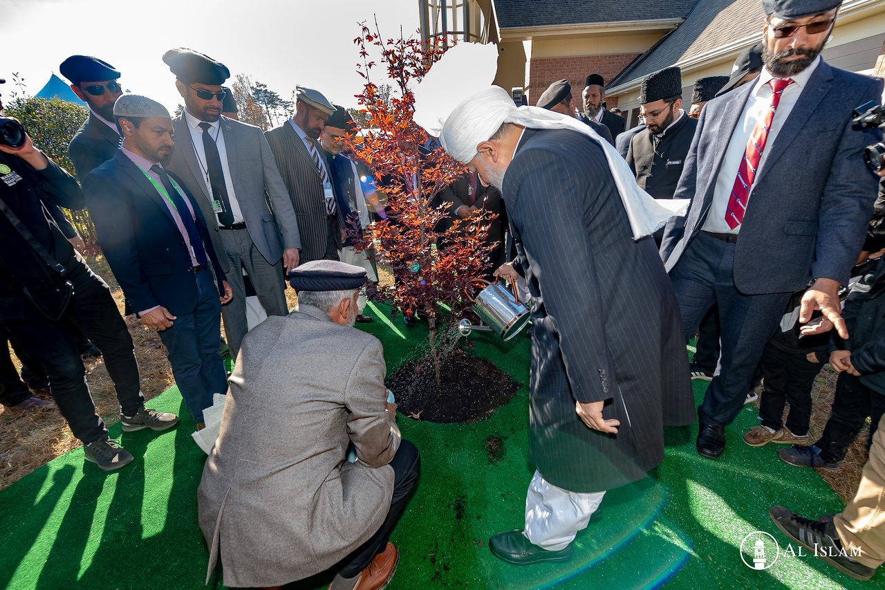 Masroor Mosque inauguration tree planting outside the mosque