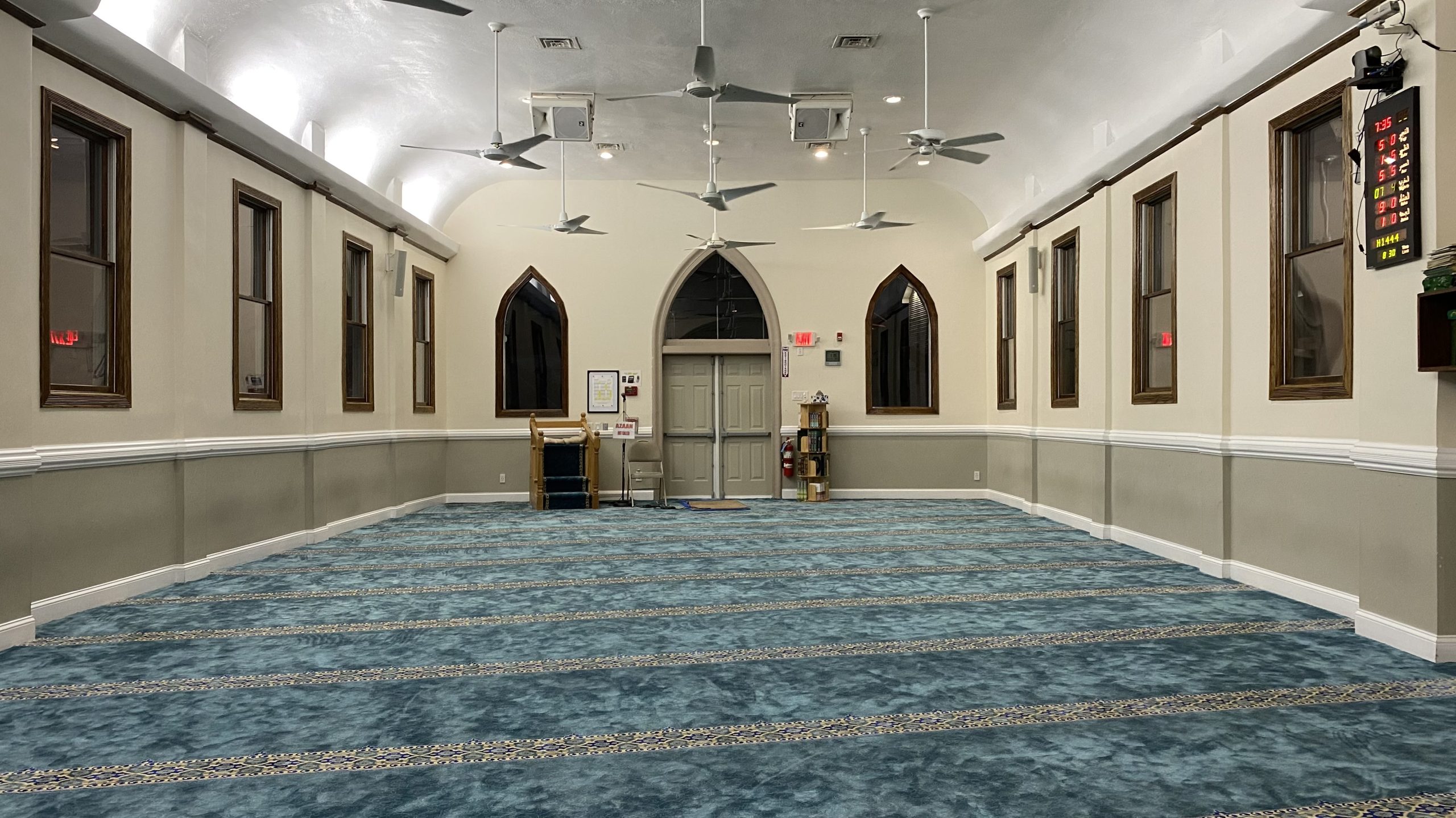MCNJ prayer hall inside Muslim Community of New Jersey Masjid in Fords