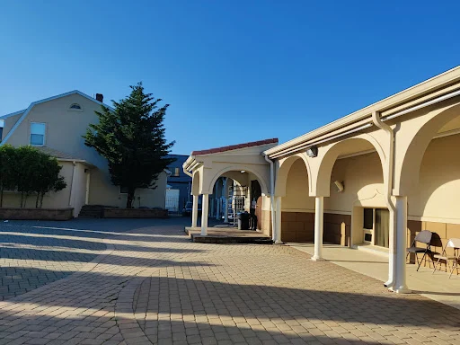 Omar Mosque courtyard and covered walkway in Paterson, New Jersey
