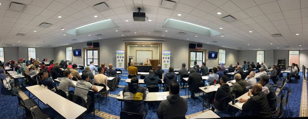 Pillars Mosque classroom and prayer hall gathering in Charlotte