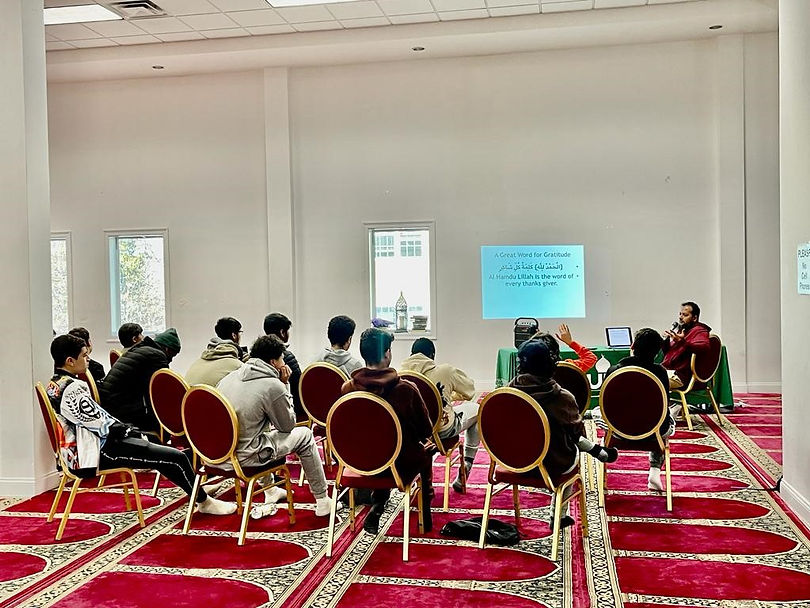 Worcester Islamic Center education session in the prayer space